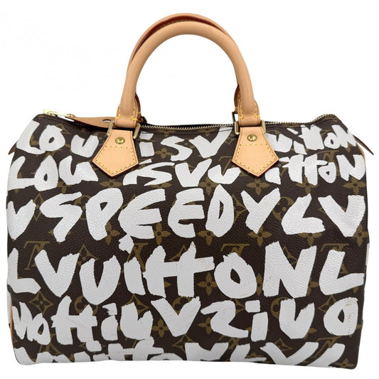 LOUIS VUITTON ルイヴィトン 2WAY モノグラムグラフィティ スピーディ30 ハンドバッグ ショルダーバッグ ミニボストンバッグ M92195 ブラウン 茶 ゴールド金具 レディース【中古品】