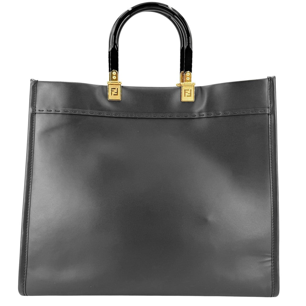 FENDI フェンディ 2WAY フェンダーチェ サンシャイン ミディアム ショルダーバッグ トートバッグ ハンドバッグ ヴェルサーチコラボ レザー ブラック 黒 ゴールド金具 レディース【中古品】