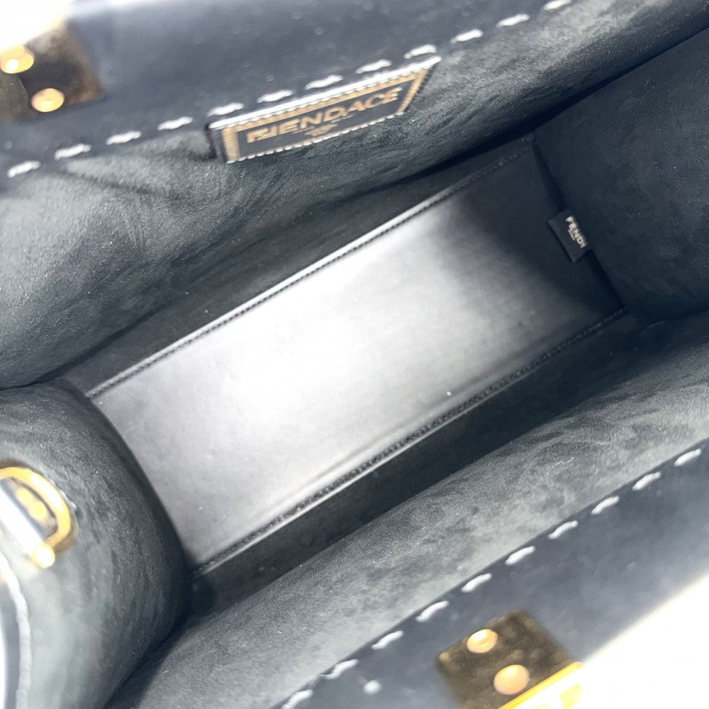 FENDI フェンディ 2WAY フェンダーチェ サンシャイン ミディアム ショルダーバッグ トートバッグ ハンドバッグ ヴェルサーチコラボ レザー ブラック 黒 ゴールド金具 レディース【中古品】