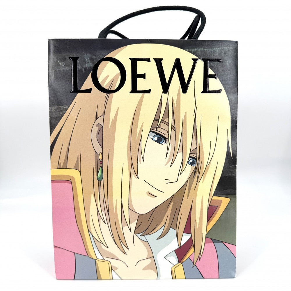 LOEWE ロエベ ポーチ スタジオジブリコラボ ドローストリングポーチ 巾着袋 ハウルの動く城 コットン リネン ブルー 青 マルチカラー レディース【中古品】