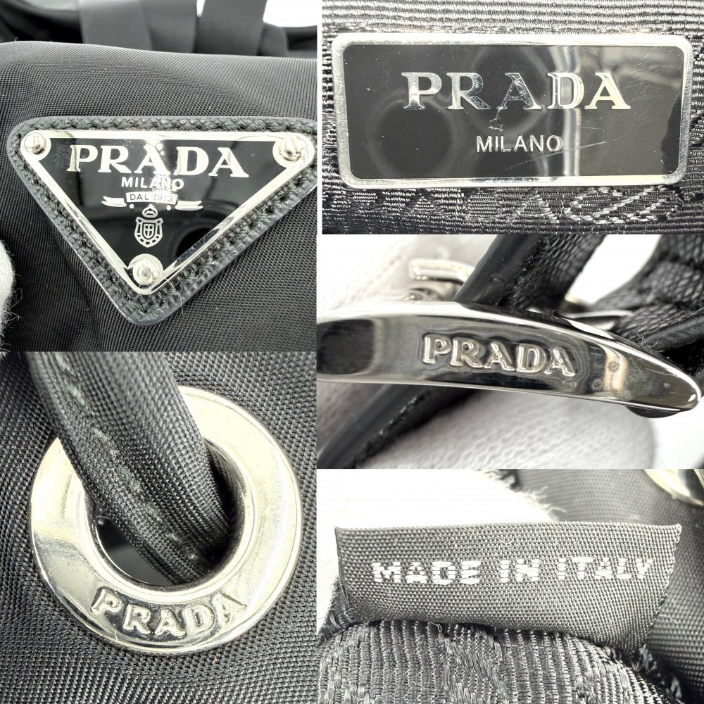 PRADA プラダ リュック トライアングルロゴ バックパック メンズ レディース 1BZ677 ナイロン ブラック 黒 シルバー金具 ユニセックス【中古品】