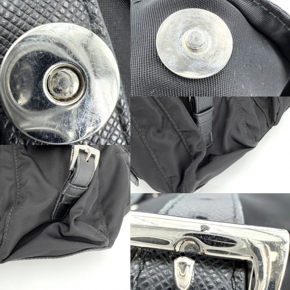 PRADA プラダ リュック トライアングルロゴ バックパック メンズ レディース 1BZ677 ナイロン ブラック 黒 シルバー金具 ユニセックス【中古品】