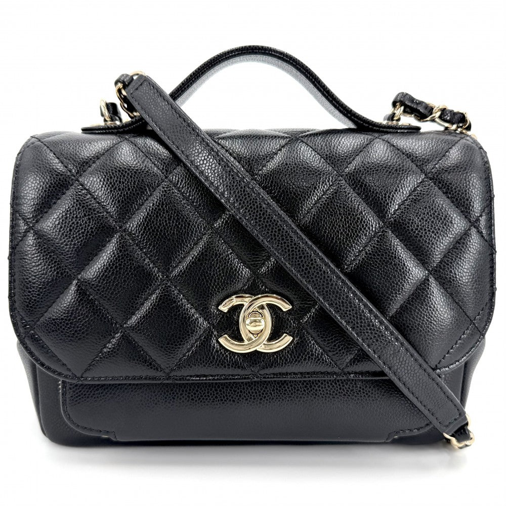 CHANEL シャネル 2WAY マトラッセ ココマーク ハンドバッグ チェーンショルダーバッグ ビジネスアフィニティ キャビアスキン ブラック 黒 ゴールド金具 レディース【中古品】