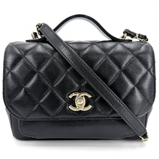 CHANEL シャネル 2WAY マトラッセ ココマーク ハンドバッグ チェーンショルダーバッグ ビジネスアフィニティ キャビアスキン ブラック 黒 ゴールド金具 レディース【中古品】