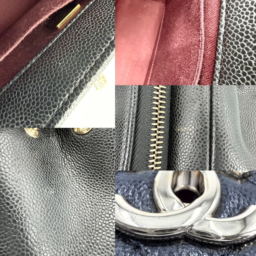 CHANEL シャネル 2WAY マトラッセ ココマーク ハンドバッグ チェーンショルダーバッグ ビジネスアフィニティ キャビアスキン ブラック 黒 ゴールド金具 レディース【中古品】