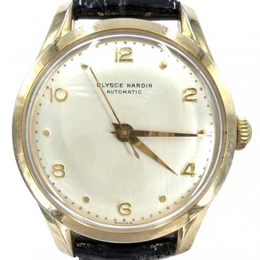 Ulysse Nardin ユリス・ナルダン 腕時計 ノンデイト シャンパン文字盤 アラビア AT 自動巻き ブラック 黒 ゴールド メンズ【中古品】