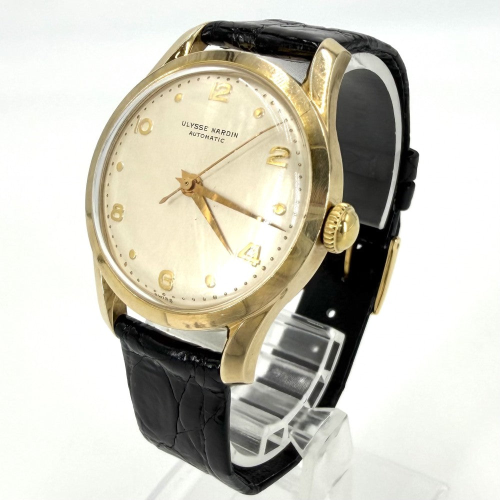 Ulysse Nardin ユリス・ナルダン 腕時計 ノンデイト シャンパン文字盤 アラビア AT 自動巻き ブラック 黒 ゴールド メンズ【中古品】