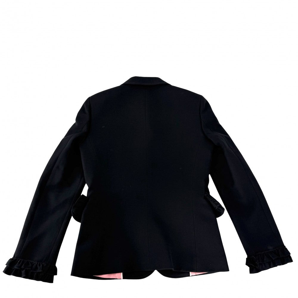 GUCCI グッチ テーラードジャケット フリル 服 ジャケット アパレル 38 432417 ブラック 黒 ピンク 春 秋 ウール シルク レディース【中古品】