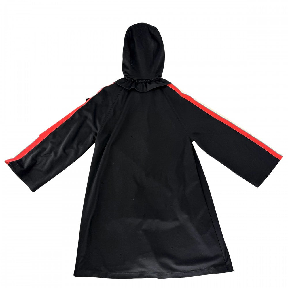 GUCCI グッチ ワンピース フリル フード付き 長袖 服 ロゴ ジャージー アパレル S 502280 ブラック 黒 シルバー金具 春 秋 オールシーズン ポリエステル コットン レディース【中古品】