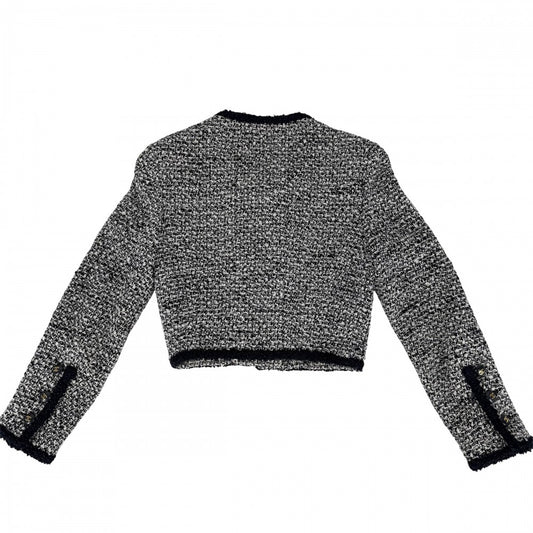 CHANEL シャネル ノーカラージャケット ヴィンテージ ツイード アウター アパレル 服 ココマーク 36 ネイビー 紺 ホワイト 白 ウール レーヨン ナイロン ポリエステル レディース【中古品】
