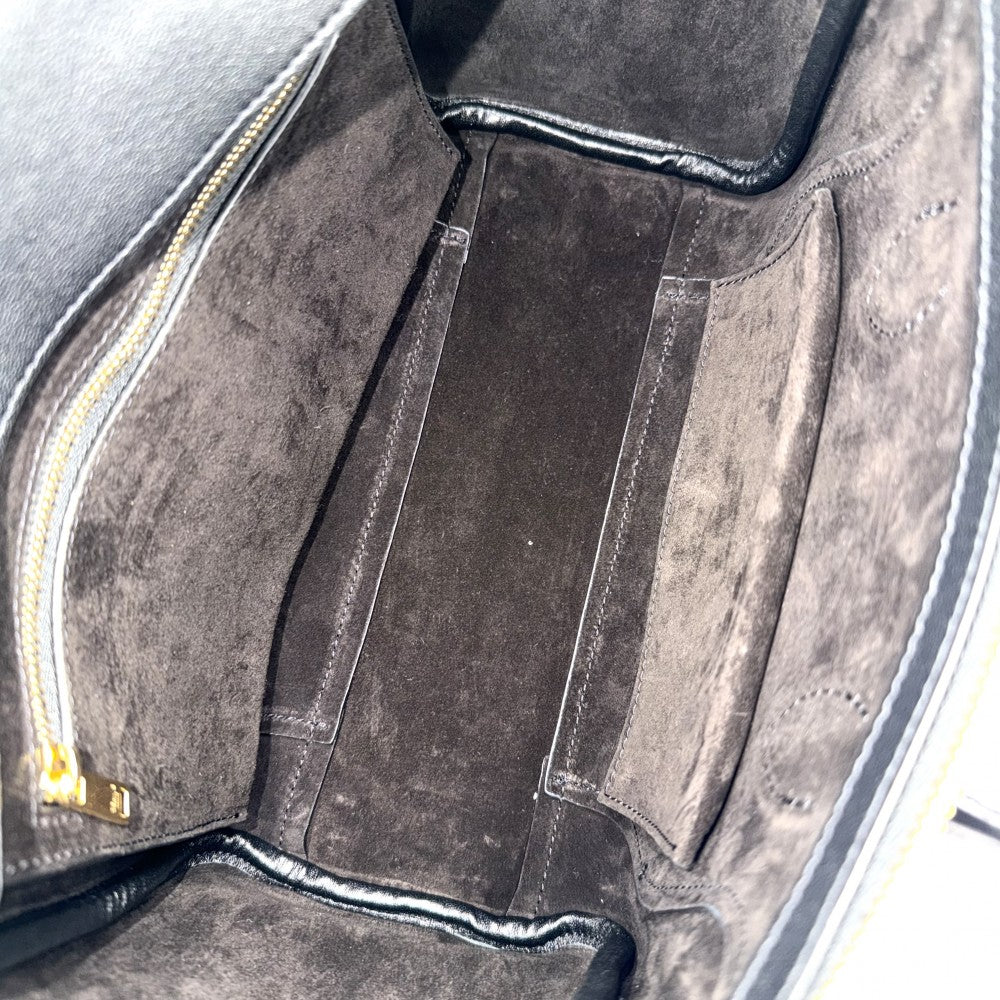 CELINE セリーヌ 2WAY リトルラゲージ ハンドバッグ ショルダーバッグ レザー ブラック 黒 ゴールド金具 レディース【中古品】