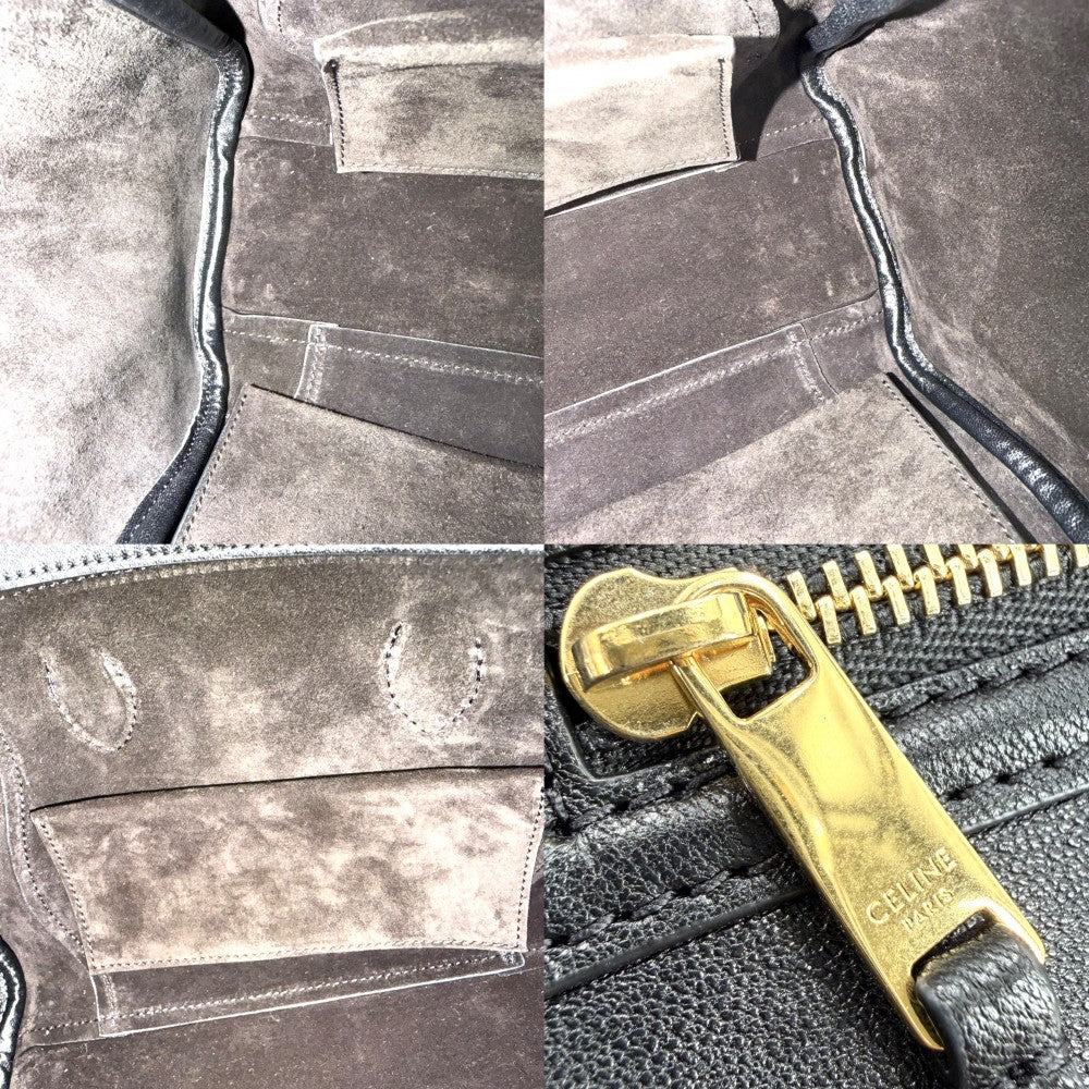 CELINE セリーヌ 2WAY リトルラゲージ ハンドバッグ ショルダーバッグ レザー ブラック 黒 ゴールド金具 レディース【中古品】