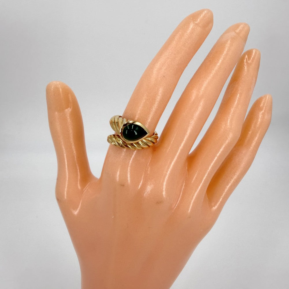 Boucheron ブシュロン 指輪 ツイスト セルパンボエム リング ジュエリー アクセサリー Au750 K18YG K18イエローゴールド グリーンカルセドニー 約9.5号 レディース 約7.2g【中古品】
