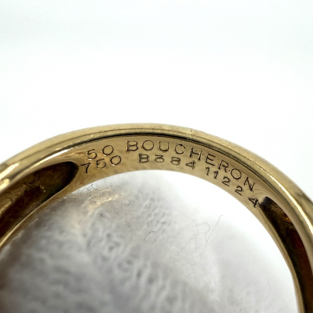 Boucheron ブシュロン 指輪 ツイスト セルパンボエム リング ジュエリー アクセサリー Au750 K18YG K18イエローゴールド グリーンカルセドニー 約9.5号 レディース 約7.2g【中古品】