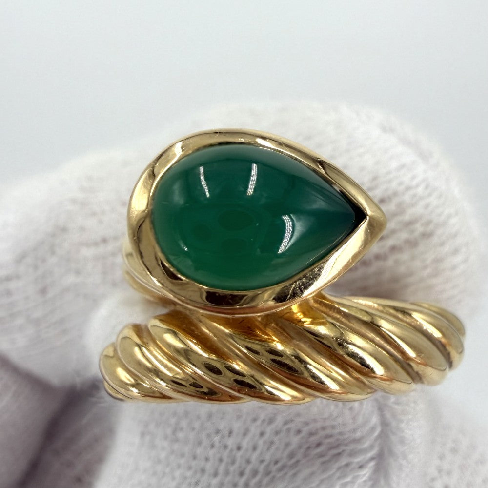 Boucheron ブシュロン 指輪 ツイスト セルパンボエム リング ジュエリー アクセサリー Au750 K18YG K18イエローゴールド グリーンカルセドニー 約9.5号 レディース 約7.2g【中古品】