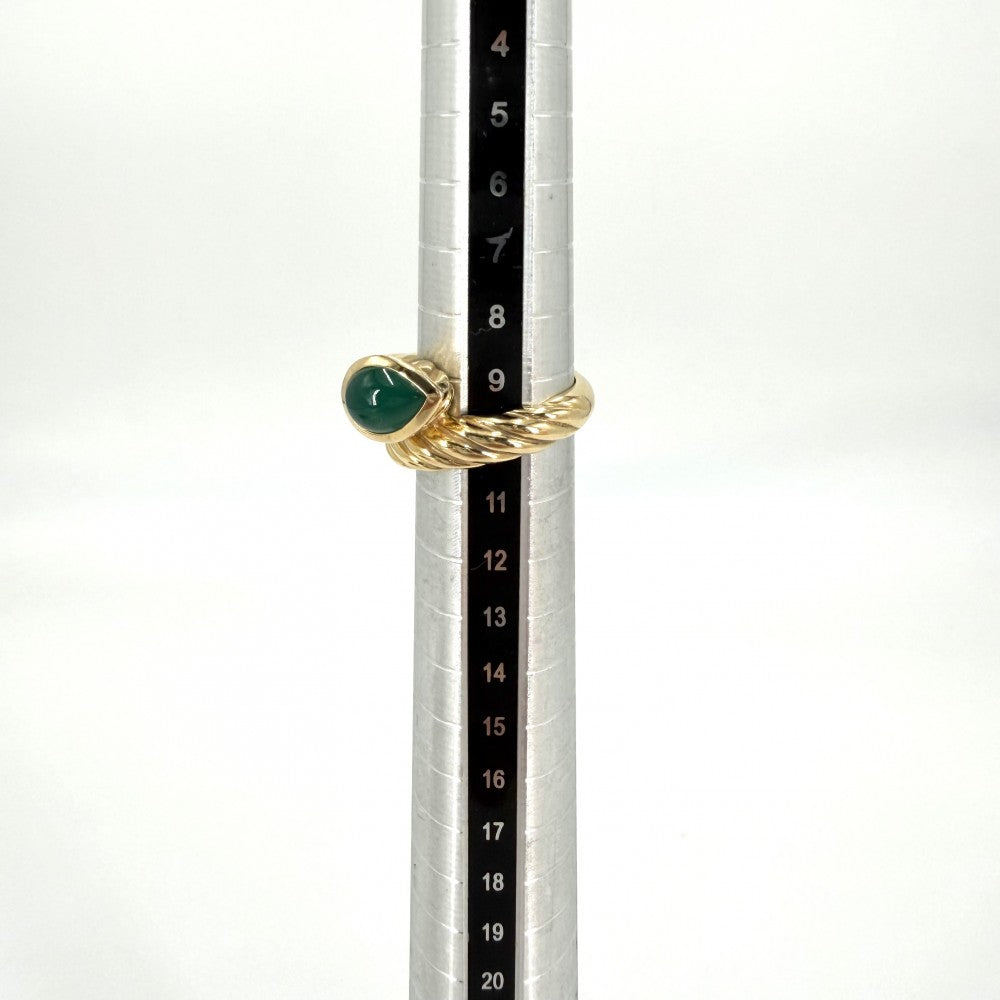 Boucheron ブシュロン 指輪 ツイスト セルパンボエム リング ジュエリー アクセサリー Au750 K18YG K18イエローゴールド グリーンカルセドニー 約9.5号 レディース 約7.2g【中古品】