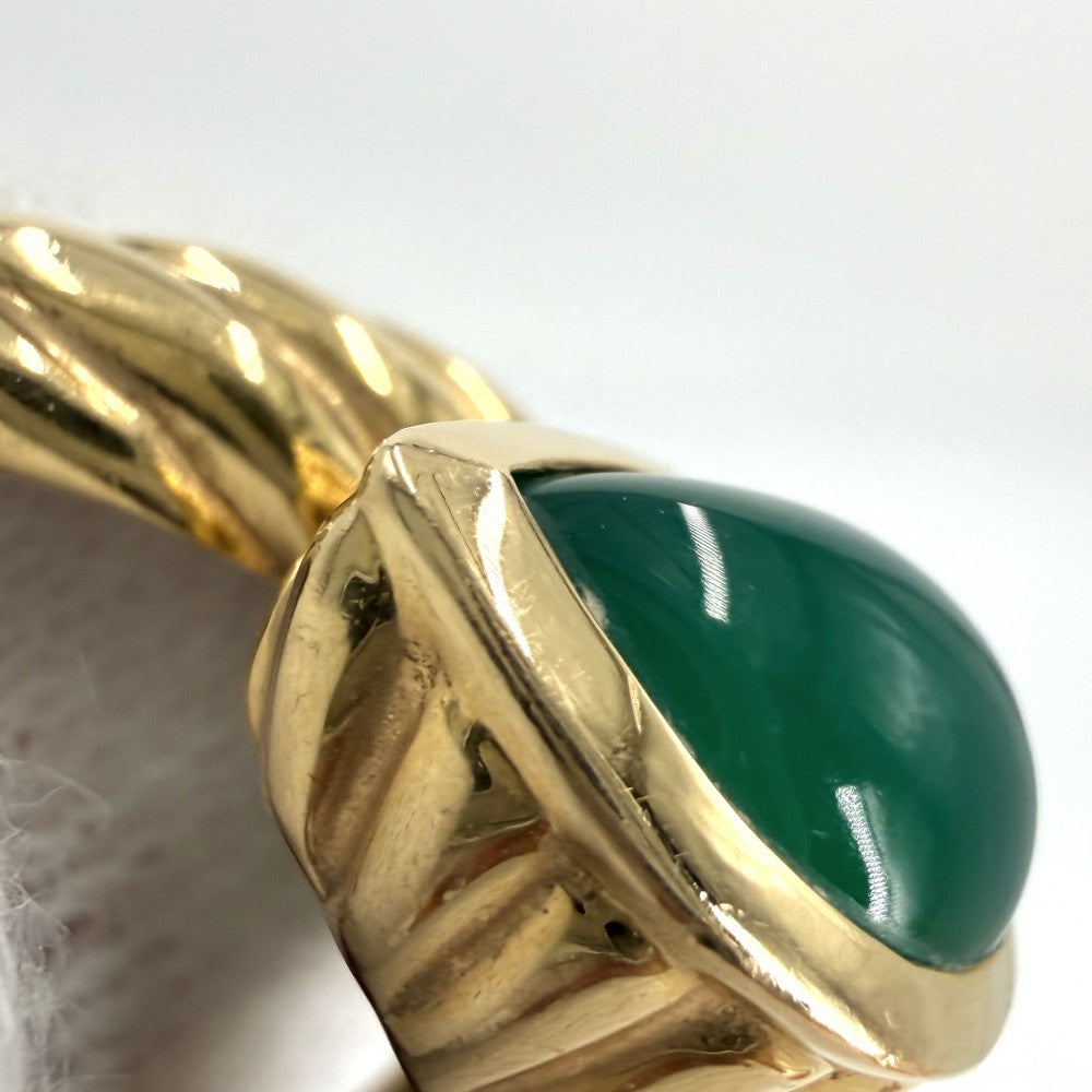 Boucheron ブシュロン 指輪 ツイスト セルパンボエム リング ジュエリー アクセサリー Au750 K18YG K18イエローゴールド グリーンカルセドニー 約9.5号 レディース 約7.2g【中古品】