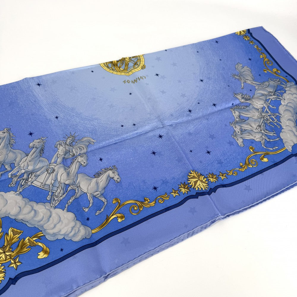 HERMES エルメス スカーフ カレ90 COSMOS 宇宙観 ファッションアイテム Carres シルク ライトブルー レディース【中古品】