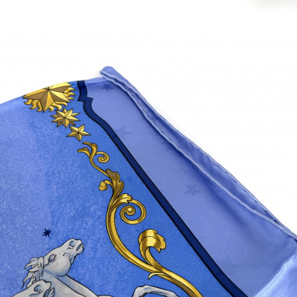 HERMES エルメス スカーフ カレ90 COSMOS 宇宙観 ファッションアイテム Carres シルク ライトブルー レディース【中古品】