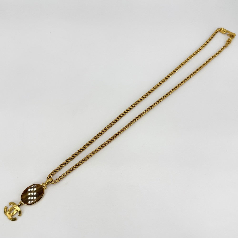 CHANEL シャネル ネックレス ココマーク ロングネックレス アクセサリー GP タイガーアイ 95A ゴールド レディース 約81.8g 1995年【中古品】
