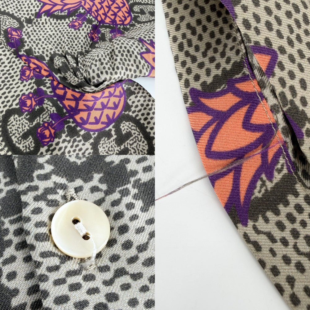 GUCCI グッチ 半袖シャツ GG パイナップル トップス アパレル 服 44 669202 ブラウン 茶 オレンジ 春 夏 シルク メンズ【中古品】