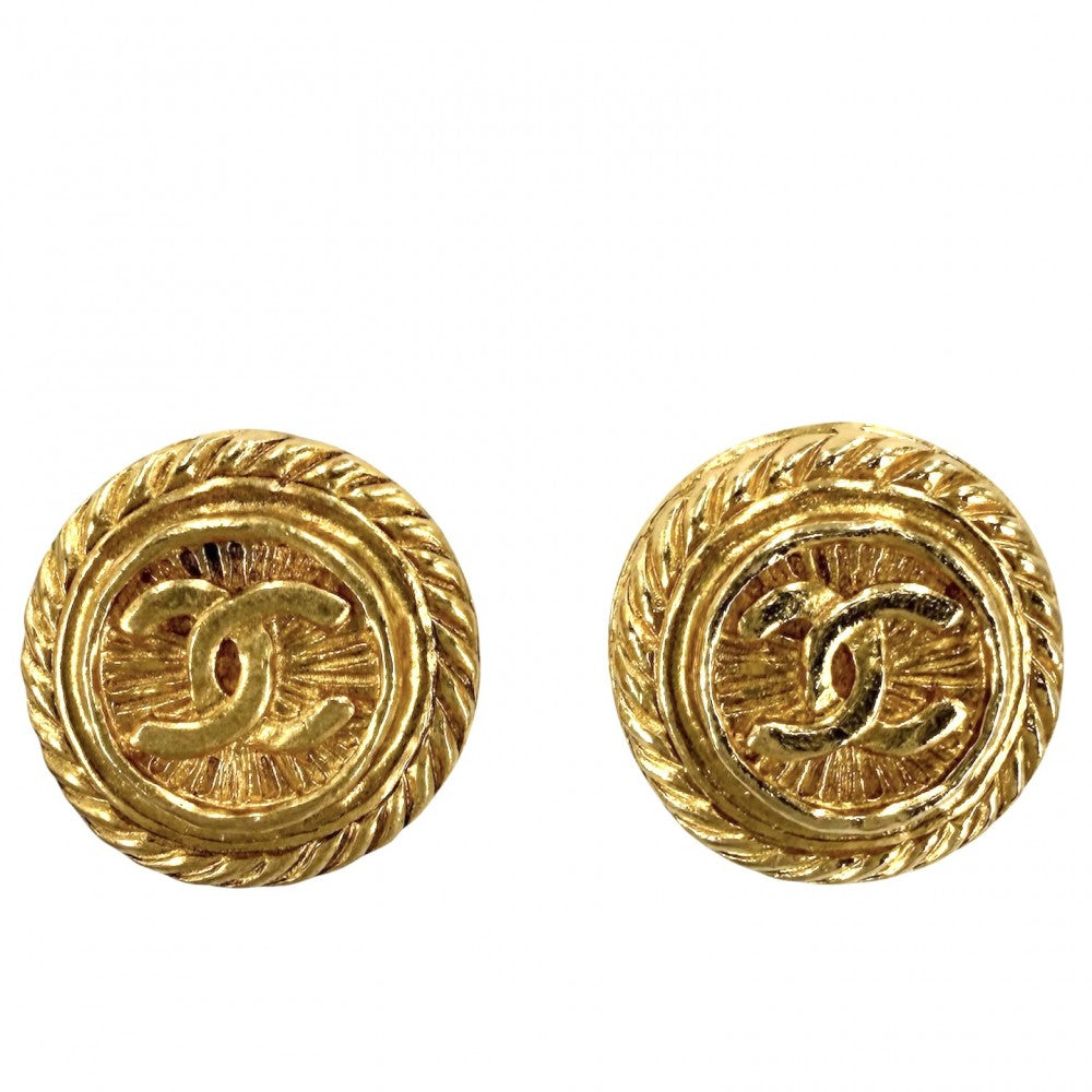 CHANEL シャネル イヤリング ココマーク ラウンド ヴィンテージ アクセサリー GP ゴールド レディース 約21.9g【中古品】