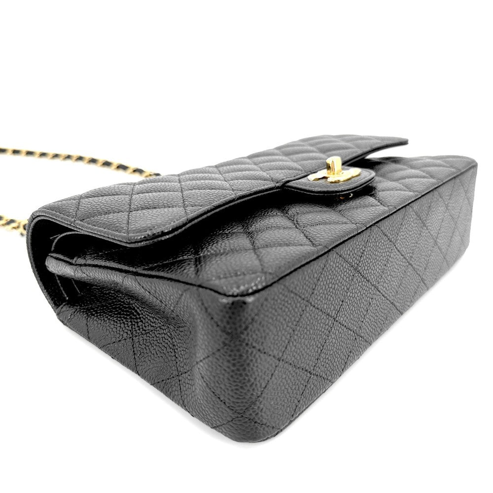 CHANEL シャネル ショルダーバッグ マトラッセ25 ダブルチェーン ココマーク ダブルフラップ キャビアスキン ブラック 黒 ゴールド金具 レディース【中古品】