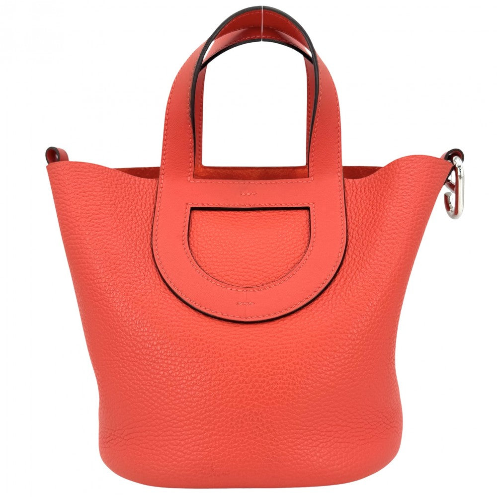 HERMES エルメス ハンドバッグ インザループ18 シェーヌピコ 小さめ W刻印 トリヨンクレマンス オレンジ系 シルバー金具 レディース 2024年【中古品】