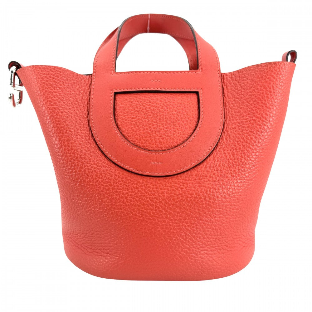 HERMES エルメス ハンドバッグ インザループ18 シェーヌピコ 小さめ W刻印 トリヨンクレマンス オレンジ系 シルバー金具 レディース 2024年【中古品】