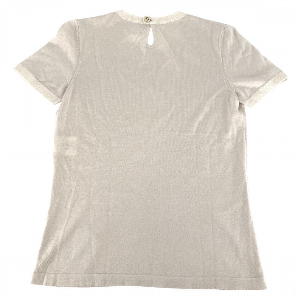 CHANEL シャネル トップス ココマーク 半袖ニット アパレル 服 36 ベージュ 夏 カシミヤ シルク レディース【中古品】
