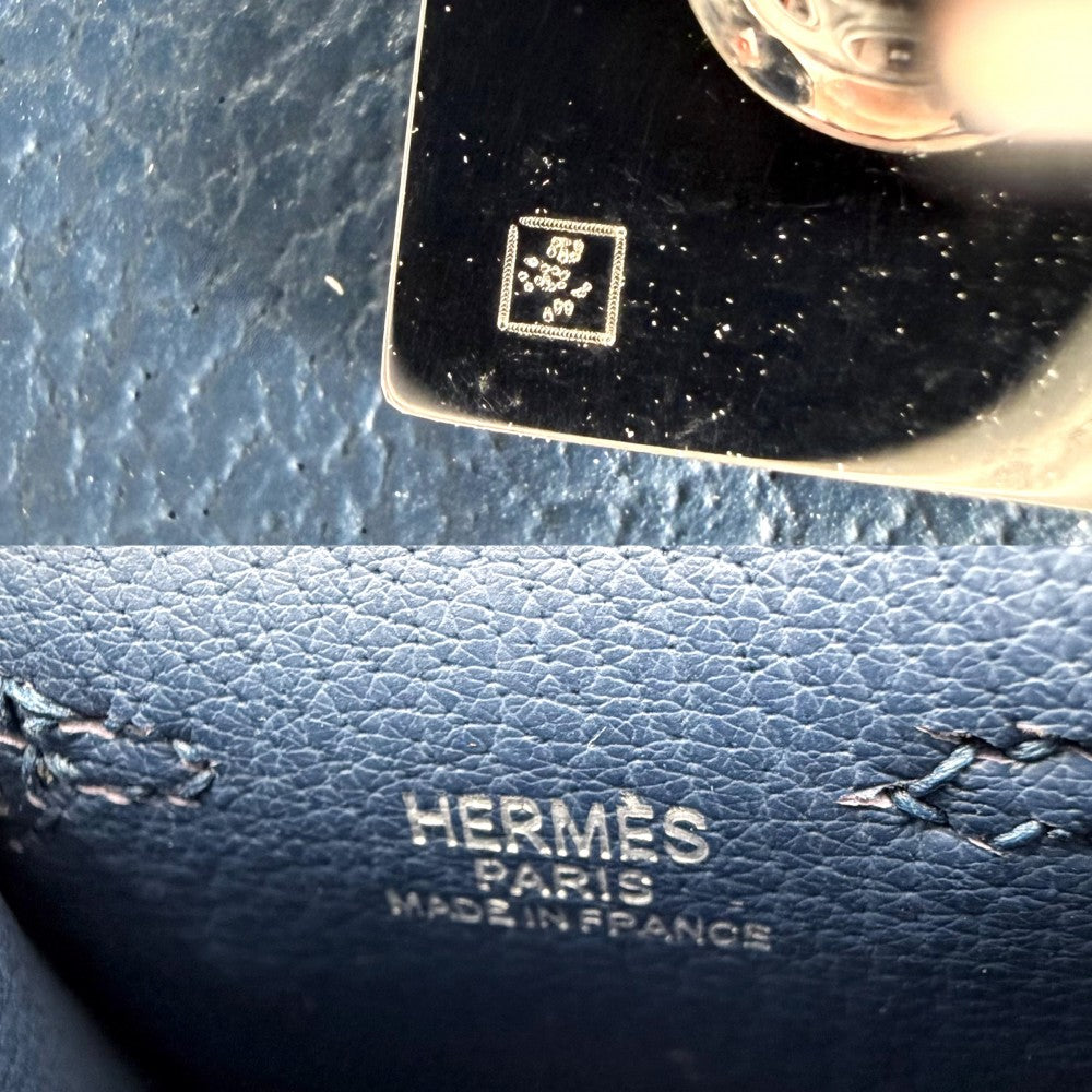 HERMES エルメス キーホルダー ビジュードサック ケリードール バッグチャーム U刻印 レザー ネイビー 紺 シルバー金具 レディース 2022年【中古品】