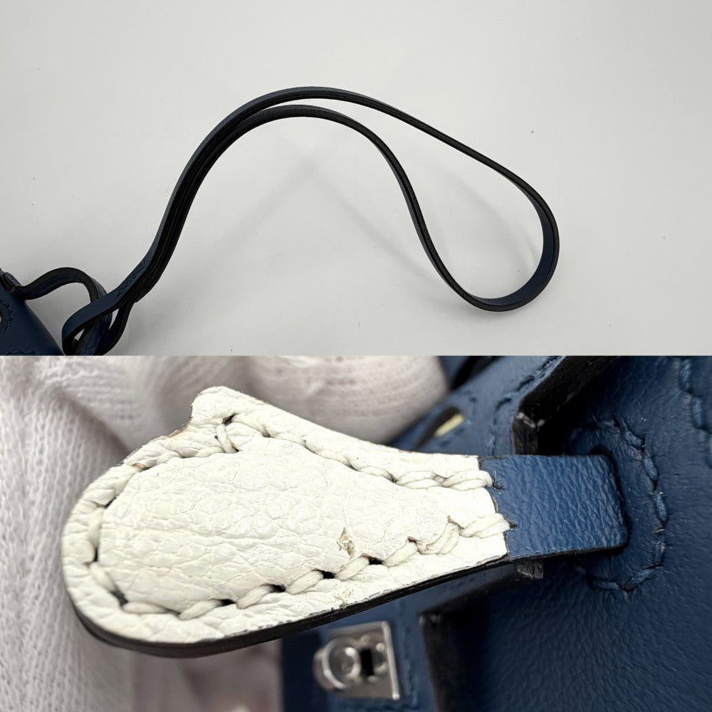 HERMES エルメス キーホルダー ビジュードサック ケリードール バッグチャーム U刻印 レザー ネイビー 紺 シルバー金具 レディース 2022年【中古品】