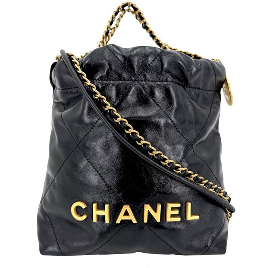 CHANEL シャネル 2WAY シャネル22 チェーンショルダーバッグ ハンドバッグ ミニバッグ AS3980 レザー ブラック 黒 ゴールド金具 レディース【中古品】