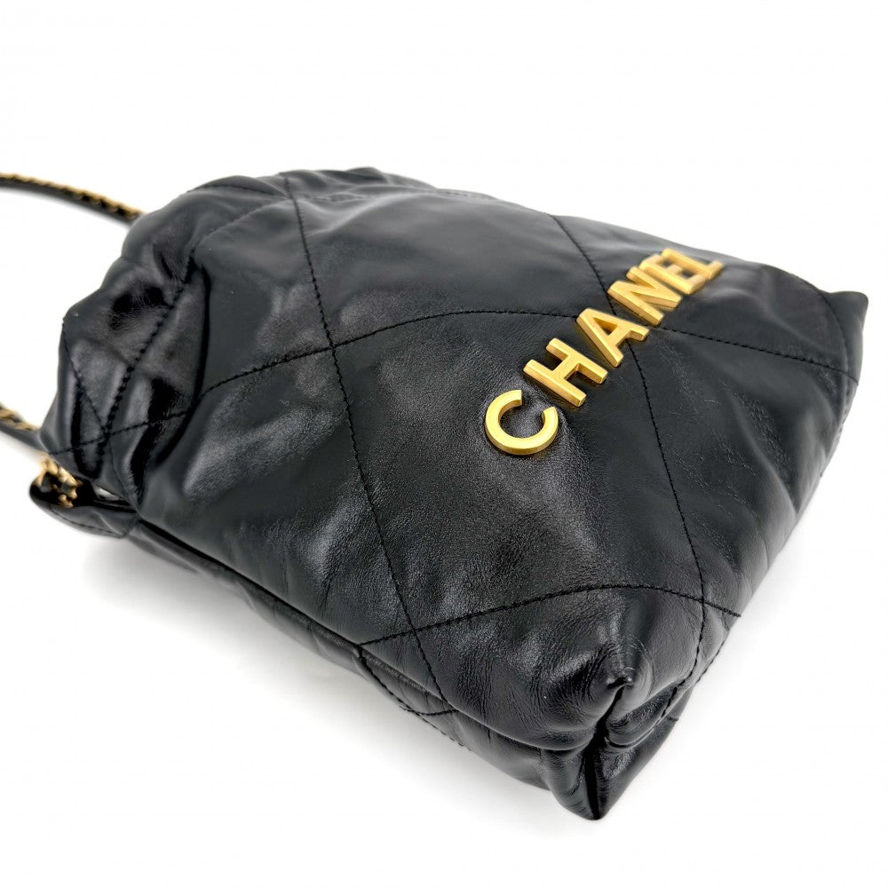 CHANEL シャネル 2WAY シャネル22 チェーンショルダーバッグ ハンドバッグ ミニバッグ AS3980 レザー ブラック 黒 ゴールド金具 レディース【中古品】