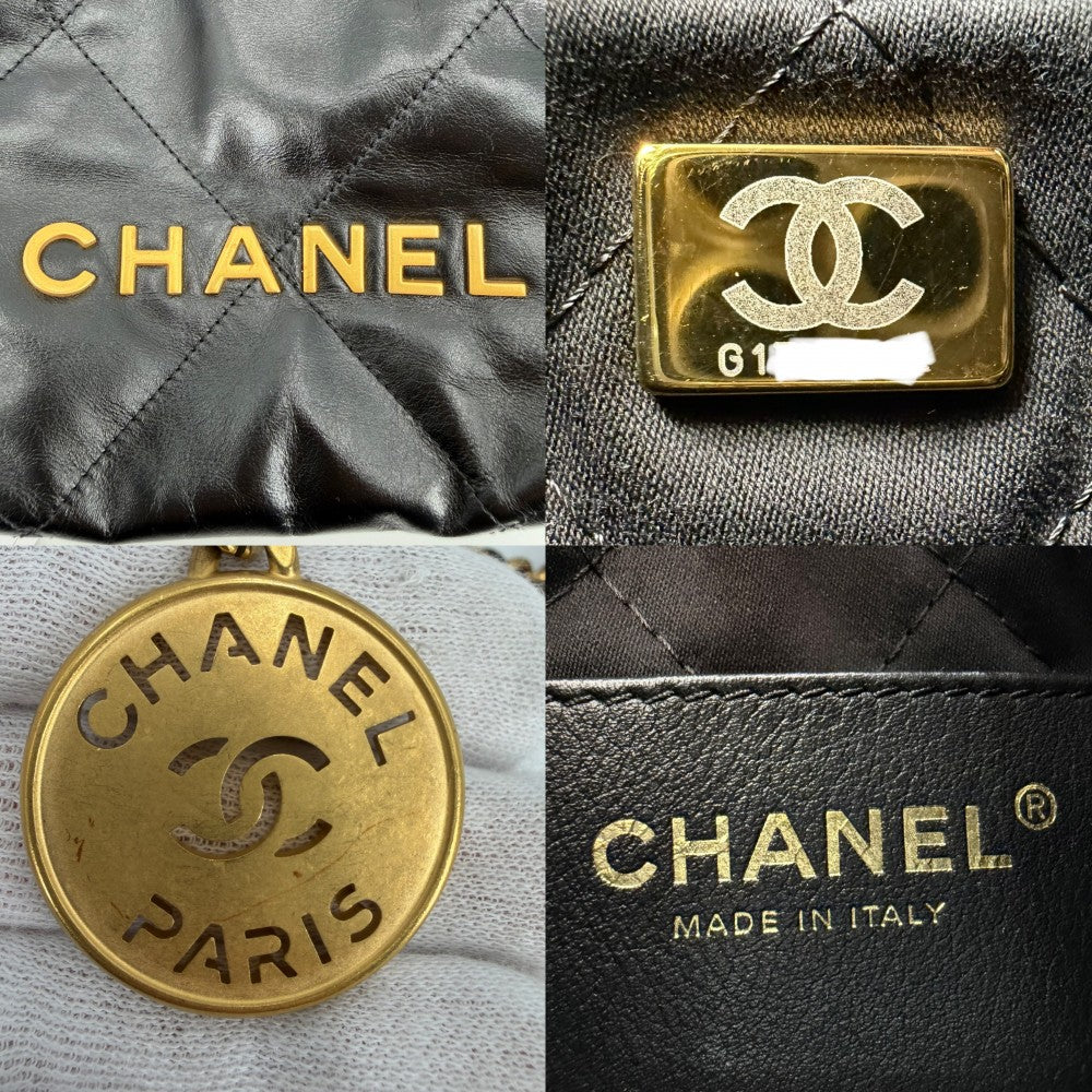 CHANEL シャネル 2WAY シャネル22 チェーンショルダーバッグ ハンドバッグ ミニバッグ AS3980 レザー ブラック 黒 ゴールド金具 レディース【中古品】