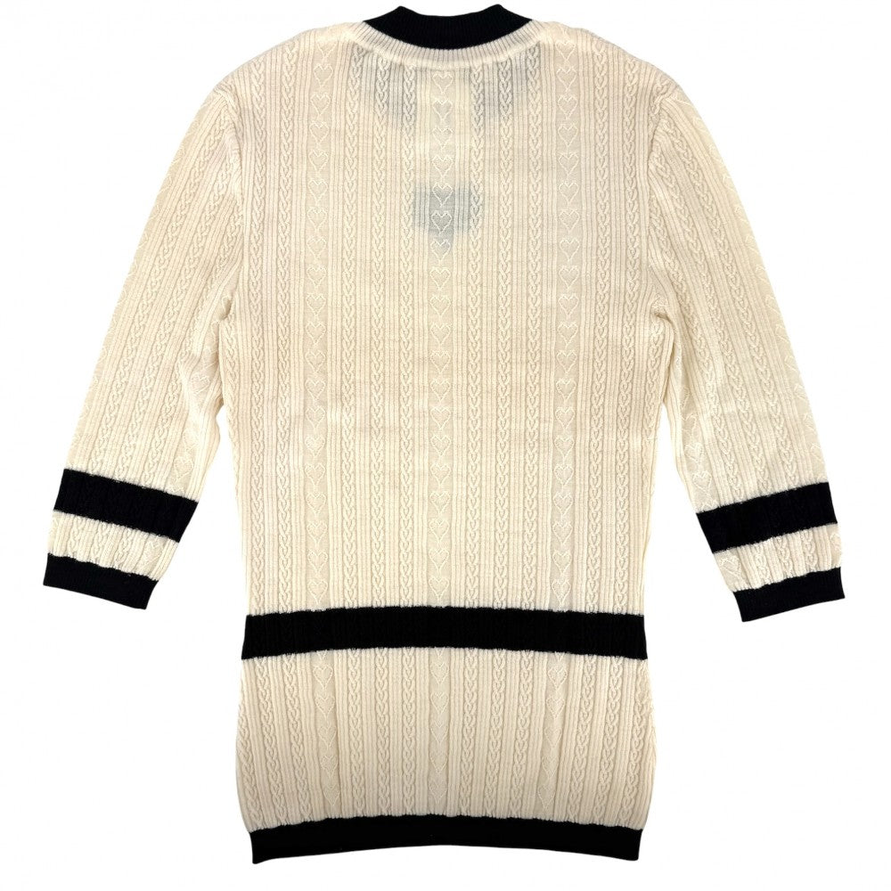 CHANEL シャネル トップス ココマーク ニット アパレル 服 ハート 36 アイボリー系 ブラック 黒 春 秋 ウール レディース【中古品】