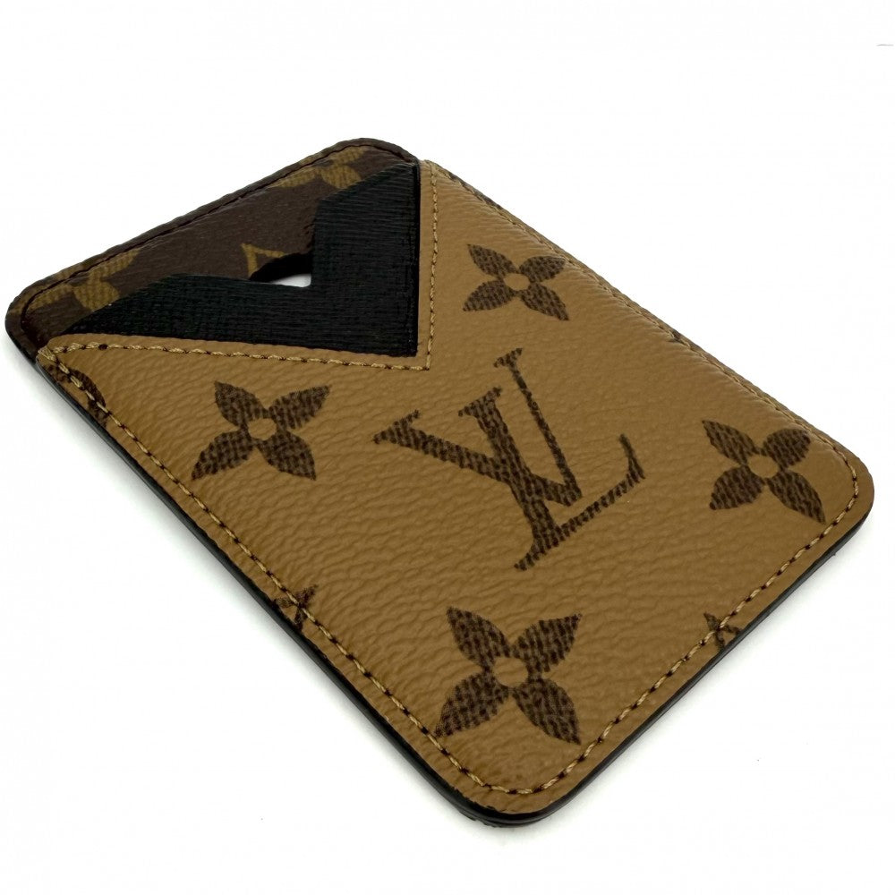 LOUIS VUITTON ルイヴィトン カードケース モノグラムリバース ポルト カルト･マグネット 名刺入れ 定期入れ 小物 M25654 ブラウン 茶 ブラック 黒 メンズ【中古品】