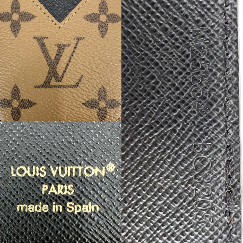 LOUIS VUITTON ルイヴィトン カードケース モノグラムリバース ポルト カルト･マグネット 名刺入れ 定期入れ 小物 M25654 ブラウン 茶 ブラック 黒 メンズ【中古品】