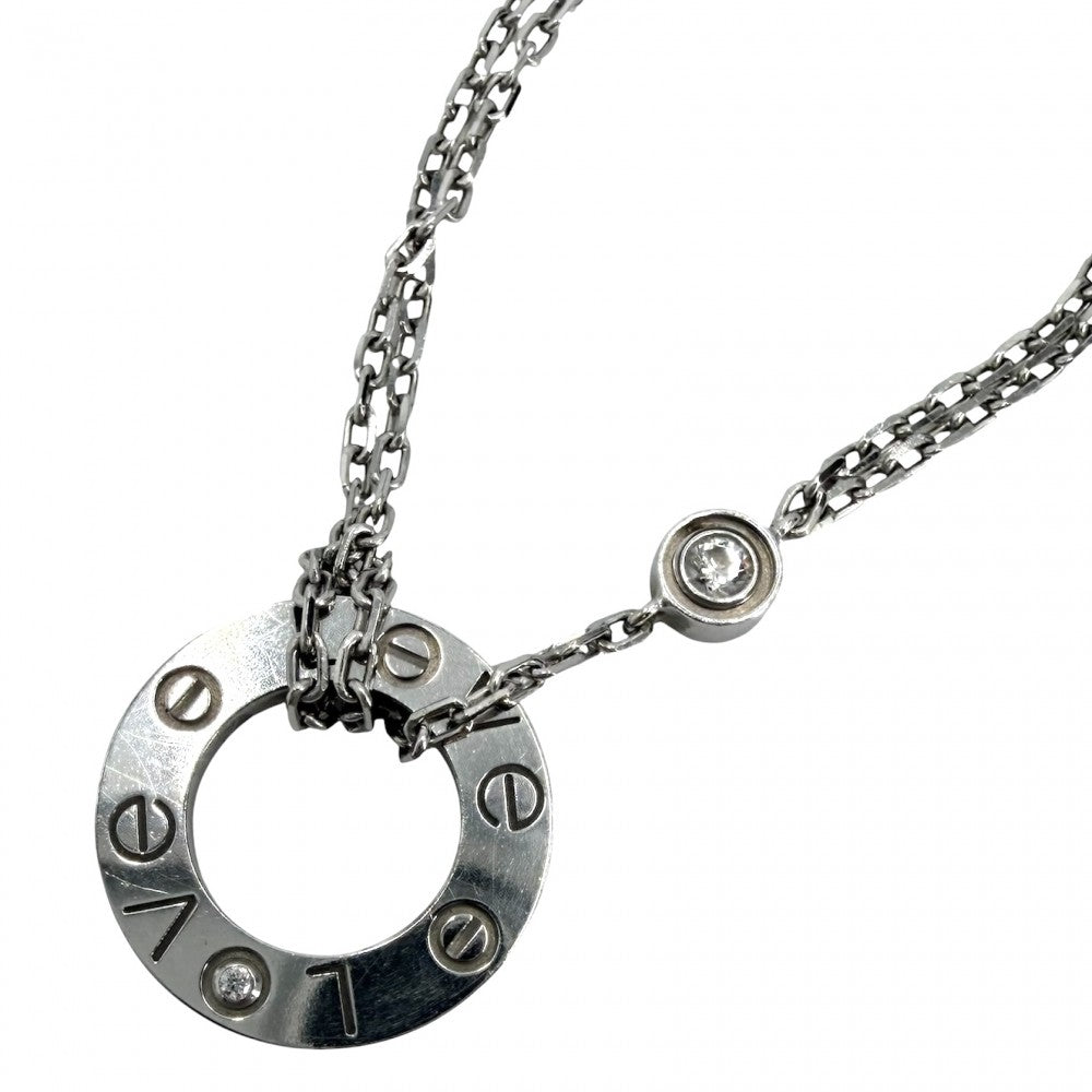 CARTIER カルティエ ネックレス ラブサークル ジュエリー ペンダント LOVE アクセサリー Au750 18金WG K18ホワイトゴールド ダイヤモンド レディース 約6.7g【中古品】