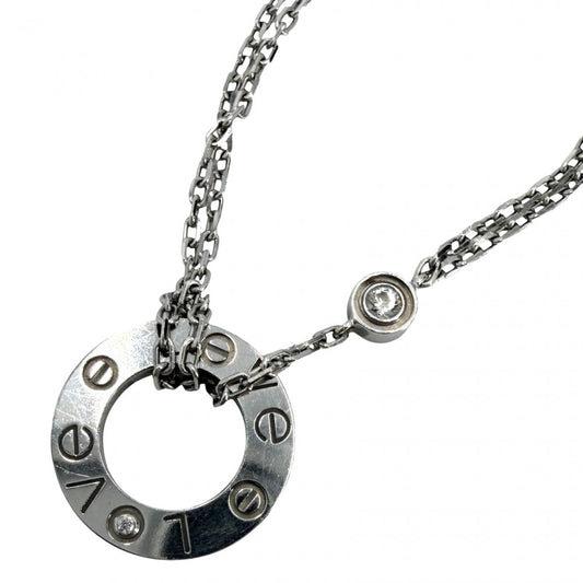 CARTIER カルティエ ネックレス ラブサークル ジュエリー ペンダント LOVE アクセサリー Au750 18金WG K18ホワイトゴールド ダイヤモンド レディース 約6.7g【中古品】
