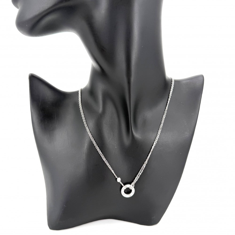 CARTIER カルティエ ネックレス ラブサークル ジュエリー ペンダント LOVE アクセサリー Au750 18金WG K18ホワイトゴールド ダイヤモンド レディース 約6.7g【中古品】