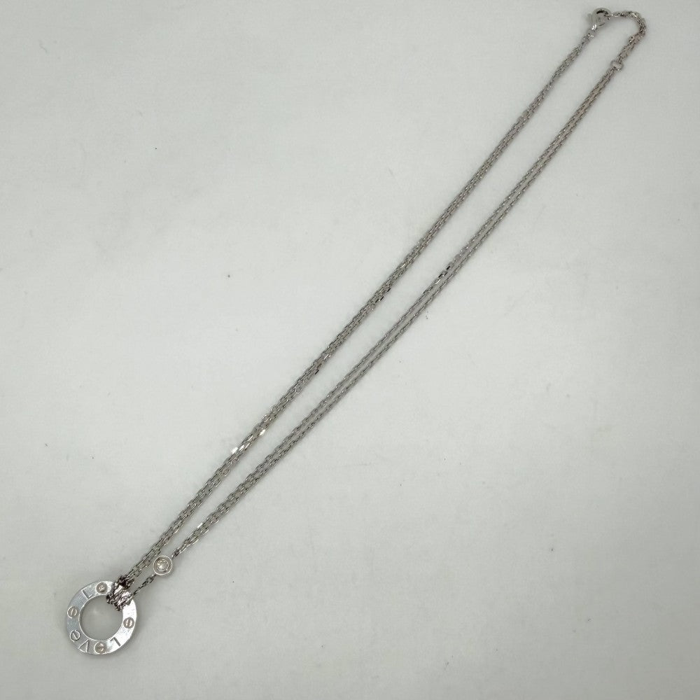 CARTIER カルティエ ネックレス ラブサークル ジュエリー ペンダント LOVE アクセサリー Au750 18金WG K18ホワイトゴールド ダイヤモンド レディース 約6.7g【中古品】