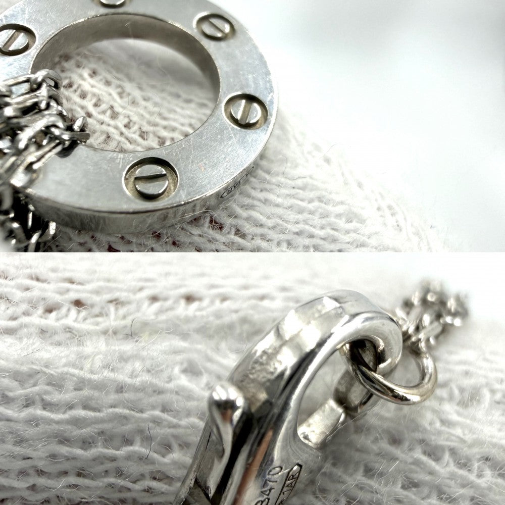 CARTIER カルティエ ネックレス ラブサークル ジュエリー ペンダント LOVE アクセサリー Au750 18金WG K18ホワイトゴールド ダイヤモンド レディース 約6.7g【中古品】
