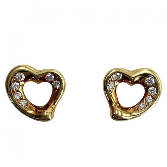TIFFANY&Co. ティファニー ピアス エルサ・ペレッティ オープン ハート スタッド ピアス ジュエリー アクセサリー 18金YG Au750 K18イエローゴールド ダイヤモンド レディース 約2.9g【中古品】