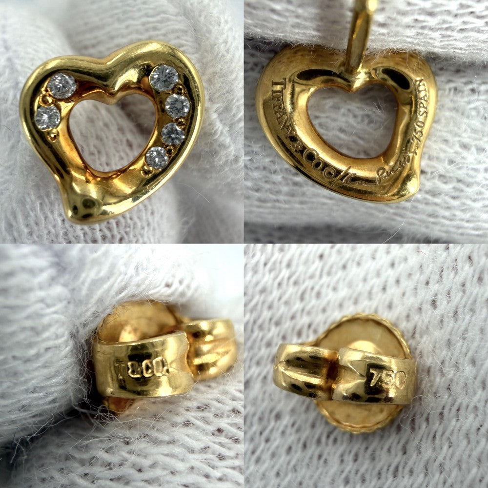 TIFFANY&Co. ティファニー ピアス エルサ・ペレッティ オープン ハート スタッド ピアス ジュエリー アクセサリー 18金YG Au750 K18イエローゴールド ダイヤモンド レディース 約2.9g【中古品】