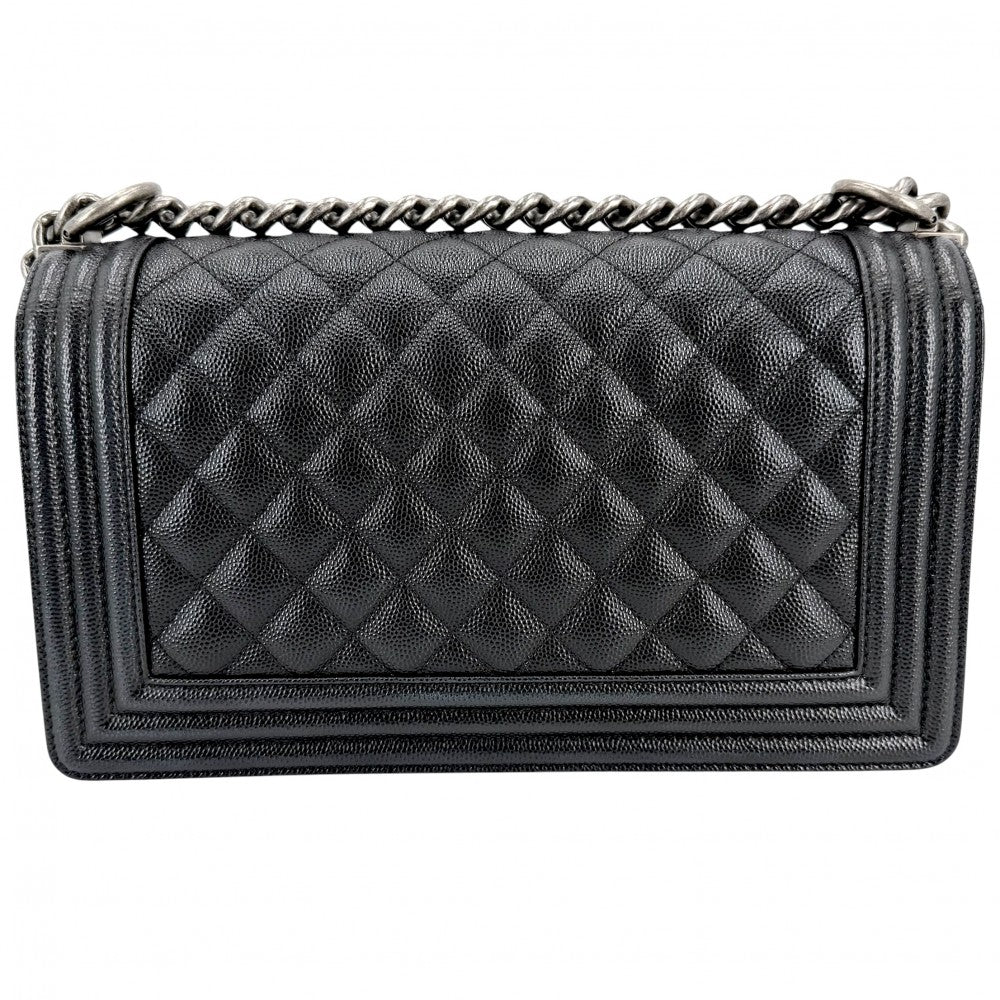 CHANEL シャネル ショルダーバッグ マトラッセ ボーイシャネル ココマーク BOY CHANEL キャビアスキン ブラック 黒 マットシルバー金具 レディース【中古品】