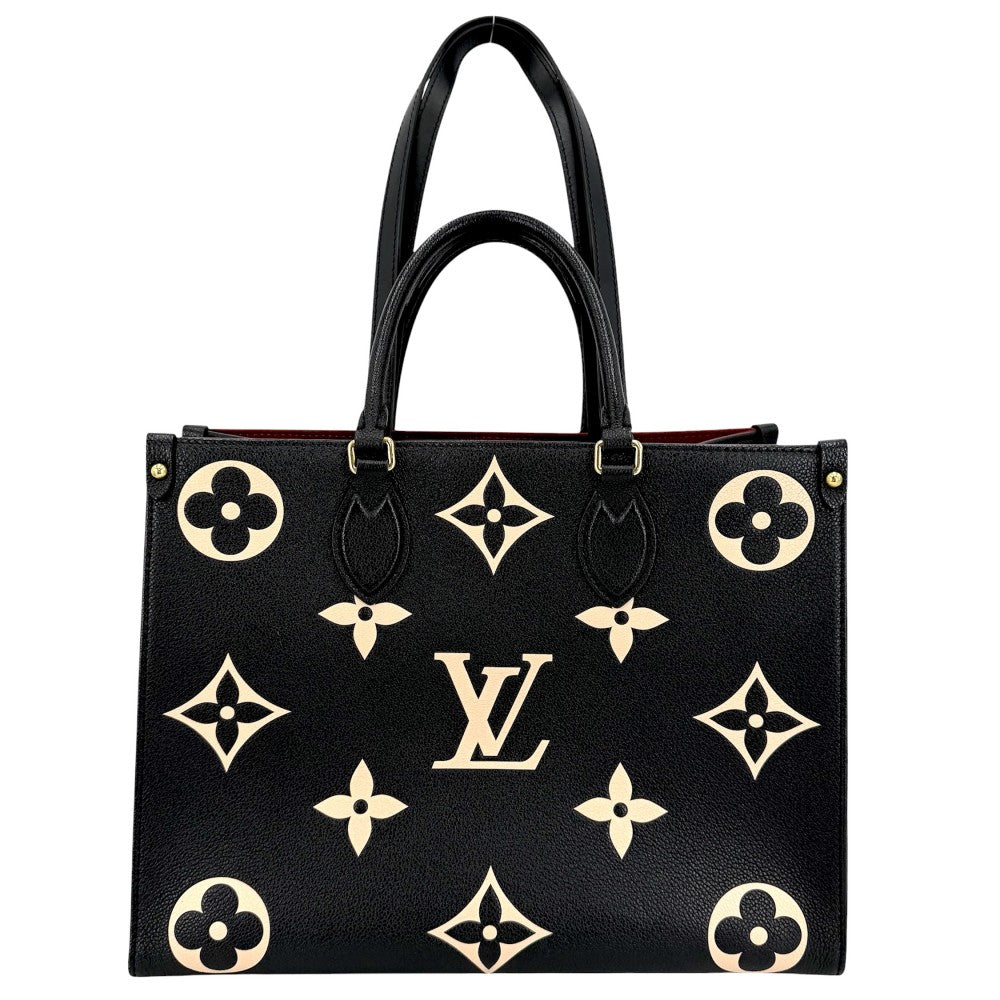 LOUIS VUITTON ルイヴィトン 2WAY バイカラーモノグラムアンプラント オンザゴーMM ハンドバッグ トートバッグ 黒 M45495 ブラック 黒 ベージュ ゴールド金具 レディース【中古品】