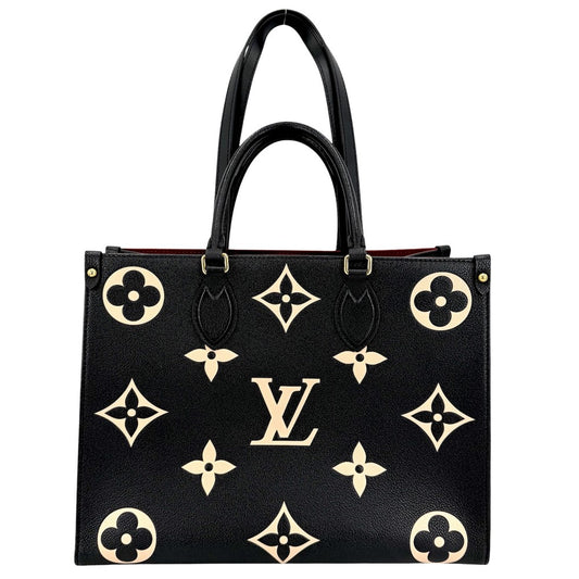 LOUIS VUITTON ルイヴィトン 2WAY バイカラーモノグラムアンプラント オンザゴーMM ハンドバッグ トートバッグ 黒 M45495 ブラック 黒 ベージュ ゴールド金具 レディース【中古品】