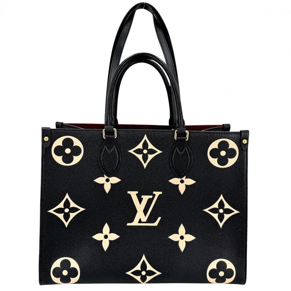 LOUIS VUITTON ルイヴィトン 2WAY バイカラーモノグラムアンプラント オンザゴーMM ハンドバッグ トートバッグ 黒 M45495 ブラック 黒 ベージュ ゴールド金具 レディース【中古品】