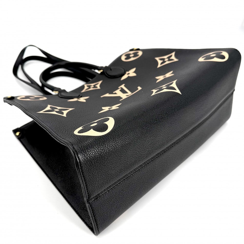 LOUIS VUITTON ルイヴィトン 2WAY バイカラーモノグラムアンプラント オンザゴーMM ハンドバッグ トートバッグ 黒 M45495 ブラック 黒 ベージュ ゴールド金具 レディース【中古品】
